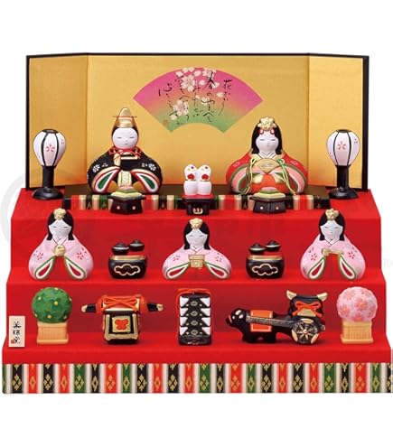Amazon.co.jp: 薬師窯 桃の節句 ひな人形 錦彩 華みやび 雛(五段飾り