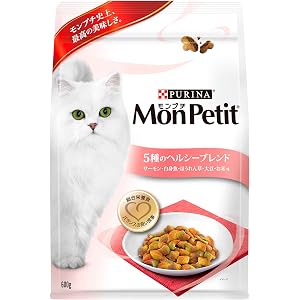 モンプチ バッグ 成猫用 5種のヘルシーブレンド サーモン・白身魚・ほうれん草・大豆・お米味 600g [キャットフード・ドライ]