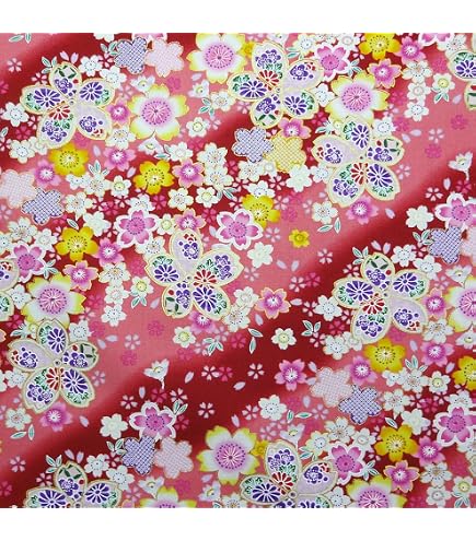 Amazon | 【和柄・和調プリント】金粉吉野桜満開 4色あります 1m単位で