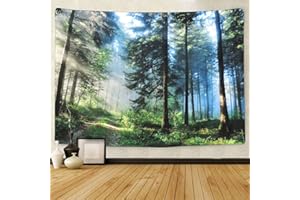 Pknoclan 森の光 タペストリー 木 自然風景 大判 壁掛け 風景画タペストリー 新緑の並木 多機能壁掛け モダンなアート 布ポスター 模様替え 部屋 窓 カーテン 新居祝い お店 個性ギフト 150x130cm