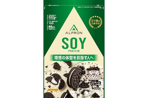 アルプロン (ALPRON) ソイ プロテイン SOY クッキー&クリーム風味 (チョコチップ入り) 900g アスパルテーム不使用 国内製造