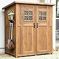ガーデンガーデン 木製収納庫 Potager ポタジェモザイク 物置小屋 (高さ177cm×幅156cm×奥行き106cm) ライトブラウン PTG-177LBR