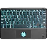 Bluetoothキーボード タブレットキーボード タッチパッド付 7色バックライト搭載 USB充電 極薄 汎用 軽量 携帯便利 コンパクト テンキーレスiPad Pro/iPad Air3タブレット/iPhone用 Surface Go/Surfa