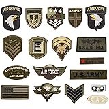 JINSELF ワッペン 18枚セット アイロン アップリケ ミリタリー アメリカ 北欧 英語 サバゲー 自衛隊 軍 刺繍 補修 大人 男 メンズ USA18