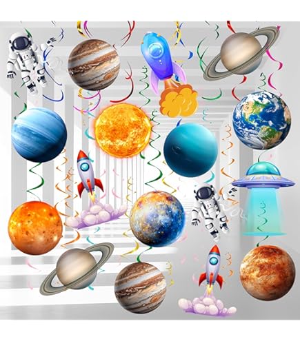 Solar System DecorationTRDN Banner, Eight Planet Garland With Blue