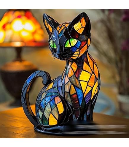Amazon.co.jp : 樹脂猫ランプステンドグラス、 3Dかわいいペット