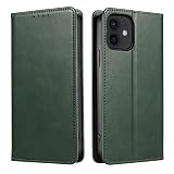 PinLiSheng iPhone 12/12pro ケース 手帳型 アイフォン12/12pro カバー PUレザー マグネット式 耐衝撃 落下防止 カードポケット付き スタンド機能 軽量 薄型 360度全面保護いPhone 12/12pro 6.1インチ対応 (ダークグリーン, iphone 12/12pro)