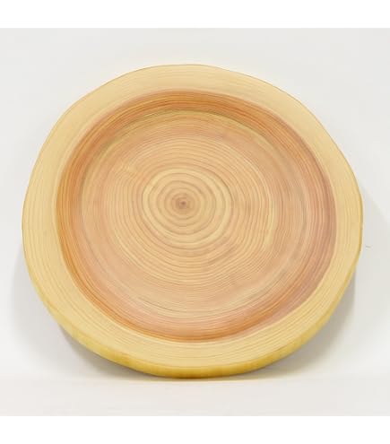 Amazon | 【桧】年輪 天然一枚板 まな板、料理プレート (直径 24cm