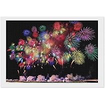 花火のアート作品 フレーム付き アートフレーム HANABI 花火 キラキラアート 額絵 ゴールド