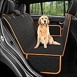 【ZHOU】ペット用ドライブシート 後部座席用 ペットドライブ 車用ペットシート 座席 取り外し可能 滑り止め 折り畳み式 可視メッシュ窓 防水シート 柴犬/ブルドッグ/ゴールデンレトリバー 大型犬 猫 全車種用 (D-カーシート オレンジライン)