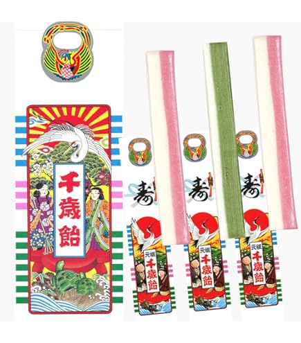 Amazon.co.jp: 京の千歳飴 2本入 (千歳あめ いちごみるく味1本、抹茶