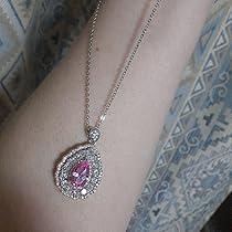 Amazon.co.jp: 人工ピンクサファイア ペンダントネックレス : ファッション 