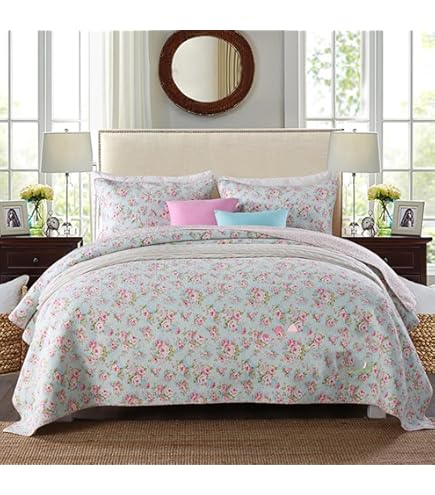 Amazon｜ローラアシュレイ ベッドカバー ダブル おしゃれ ブルー