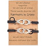 Desimtion Best Friend Birthday Gifts for Women Friendship Bracelets for 2/3/4 Partner in Crime Handcuff BFF Gifts