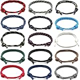 FINZOR 15Pcs Nautical Braided Handmade Rope String Adjustable Bracelets for Men
