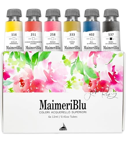 Amazon | マイメリブルー 透明水彩絵具 単一顔料 ハーフパン12色