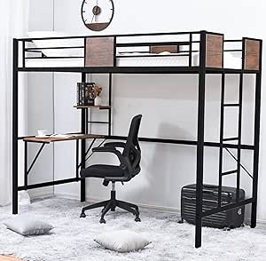 Chic ZONE ロフトベッド シングル パイプベッド デスク付き 省
