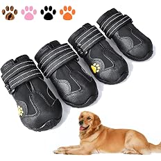 XSY&G Dog Boots,Waterproof Dog Shoes,Dog Booties with Reflective Rugged Anti-Slip Sole and Skid-Proof,Outdoor Dog Shoes for M