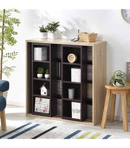 Amazon｜本棚 幅約120×奥行約34×高さ約92.2cm スライド棚 オープン