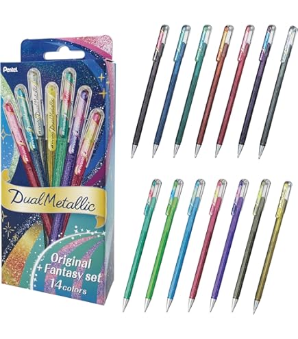 Amazon | ぺんてる カラーボールペン ハイブリッドデュアルメタリック