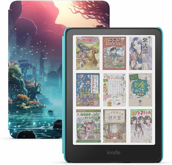 Amazon Kindle Colorsoft キッズモデル ファンタジーリバーカバー | Amazon Kids+で2,000冊以上の子ども向けの本が12か月間読み放題、防水、16GBストレージ、最大8週間持続バッテリー - 1