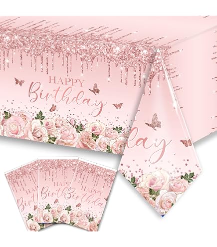 Pink Glitter Tablecloth Set Of 3 - 54x108 Inch, Waterproof Rectangle Table Cover For Parties, Weddings, Baby Showers - View #7