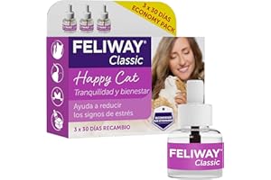 FELIWAY Classic - Pack of 3 Refills - The Solution Designed to Reduce the Signs of Stress in Your Cat: Scratching, Urinary Markings, Fears - Scientifically Proven - 3 Refills (3 x 30 Days)