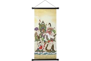 【Amazon.co.jp 限定】総柄 友禅和紙 タペストリー (七福神, ミニ 約56×29cm) 化粧箱入 七福神