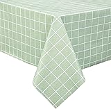 NaturesHome テーブルクロス ビニール 撥水 おしゃれ テーブルカバー カット可能 防水 防油 汚れ防止 耐久 長さ調節 テーブルマット 140x140cm 140x180cm 耐熱 長方形 北欧 お手入れ簡単 多用途 格子縞 (厚手 グリーンチエック柄, 140x180cm)…