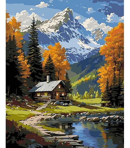 Amazon.co.jp: DIY Paint by Numbers 秋数字油絵白鳥簡単大人初心者