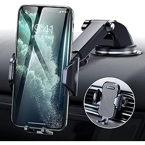 【令和進化版】DesertWest 車載ホルダー 片手操作 2in1 スマホホルダー 粘着ゲル吸盤&エアコン吹き出し口式兼用 スマホスタンド 車 携帯ホルダー iphone 車載ホルダー 取り付け簡単 360度回転 伸縮アーム ワンタッチ 手帳型ケース対応 自由調節/日本語説明書付き/4-7インチ全機種対応 iPhone/Samsung/Sony/LG/Huawei など