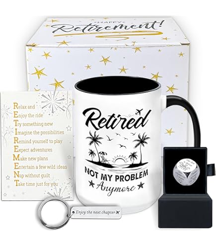 Vixar Farbige Tasse Mit Der Aufschrift I'm Retired Officialy Not My Problem Anymore Retirement, Geschenk Für Geburtstag, Arbeit, Büro, Weihnachten, Tee, Kaffee (schwarz