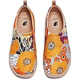 UIN Women's Walking Casual Loafers Canvas Lightweight Slip On Mules Comfortable Art Painted Travel Shoes ToledoⅠ Marigolds (1