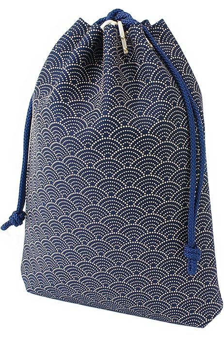 Amazon.co.jp: [印傳屋] 印伝 合切袋 巾着袋 マチ付 鹿革 黒地×白漆  