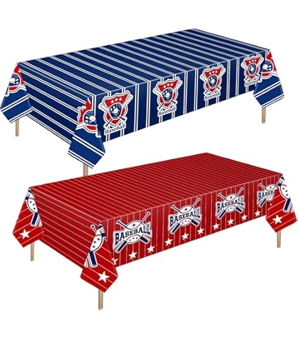 2-Pack Baseball Theme Plastic Table Covers – 87 X 51 Inches, Waterproof & Tear-Resistant For Birthday Parties