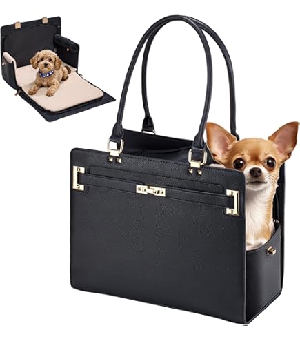 BETOP HOUSE Fashion Dog Carrier PU Leather Dog Handbag Dog Purse