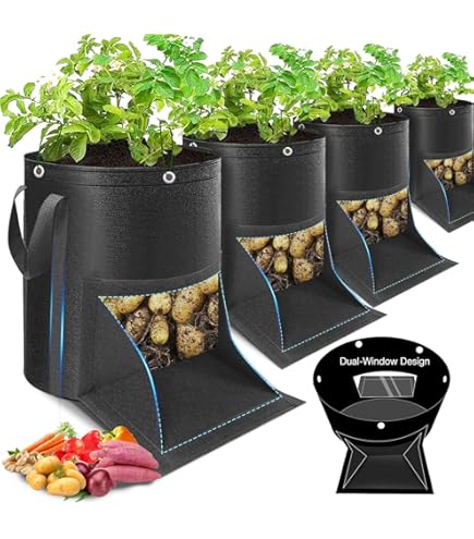 thumbnail image 2 of Visible Potato Grow Bags 10 Gallon 3-Pack - Transparent Window Fabric Planters For Potatoes Tomatoes Strawberries 2 of 3