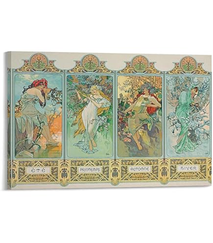 Amazon.co.jp: Alphonse Mucha アルフォンス・ミュシャ 四季 《春·夏