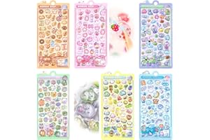 Smato ボンボンドロップシール ぷくぷく ぼんぼん ぷっくり 6枚セット あわわ ちゃん しずくちゃん ラブブ ちい かわ 貼り付け可能 3d 立体 可愛 大人の図鑑 手帳用 携帯電話飾り用 DIY用 シール (B 01)