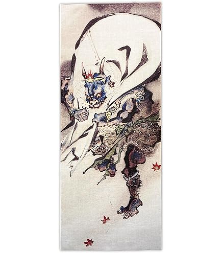 Amazon｜古今東西 浮世絵 手ぬぐい 河鍋暁斎 雷神 その2