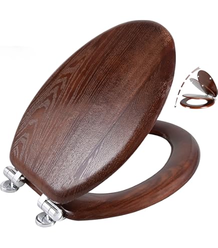 Amazon | 細長い便座 成形木製便座 静かに閉まる クイック
