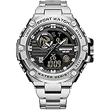 findtime 腕時計 デジタル メンズ デジアナ うで時計 とけい 防水 ミリタリーウォッチ ストップウォッチ スポーツ デュアルタイム おしゃれ アラーム LED 目覚まし時計 日本語説明書付き ブラック シルバー (アイアンハート)