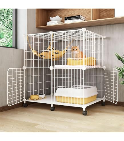 Amazon.co.jp: 猫ゲージ 2段 ペット 猫 ケージ 2段 おしゃれ 猫の