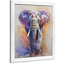ダイヤモンドビーズ完成品【水彩画風現代アート】 Amazon | ダイヤモンドアート 象の水彩画 ダイヤモンド刺繍 全面
