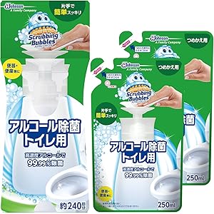【まとめ買い】 スクラビングバブル 除菌剤 プッシュタイプ アルコール除菌 トイレ用 本体 300mL + 詰替用 25…