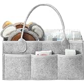 Diaper Organizer Parker Baby Diaper Caddy - Nursery Storage Bin And Car Organizer For Diapers And Baby Wipes - Gray, Regular Diaper Caddy With Lid