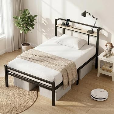 Amazon｜ベッドフレーム シングル ベッド パイプベッド 宮棚 2口