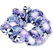 Amazon | のレン ヘアゴム シュシュ 和柄 (紫/青) 髪ゴム ゴム