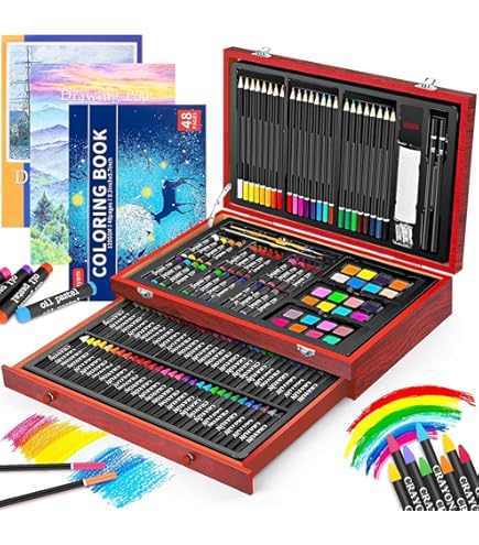 Art 101 53142MB 142-Piece Wood Art Set Cherry : Amazon.sg: Office