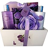 Spa Gift Basket, Spa Basket with Lavender Fragrance, Lilac color by Lovestee - Bath and Body Gift Set, Includes Shower Gel, B